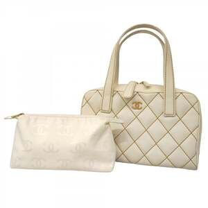 CHANEL White Leather Tote Bag